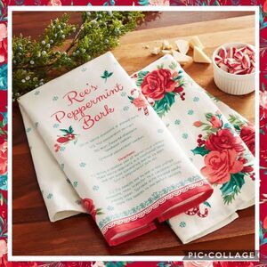 🌹 Pioneer Woman Peppermint Bark 2020 Holiday Kitchen Towel Set, Set of 2